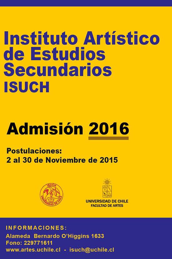 El Isuch se prepara para la admisión de estudiantes 2016: del lunes 02 de noviembre hasta el lunes 30 de noviembre de 2015.