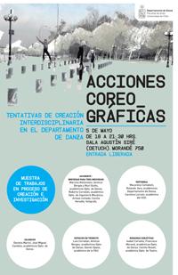 Con entrada liberada, la muestra de "Acciones Coreográficas" se realizará este jueves 5 de mayo, a las 18:00 horas, en la Sala Agustín Siré (Morandé 750, Santiago, Departamento de Teatro).