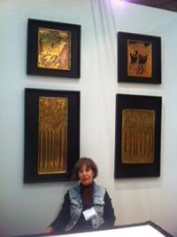 Verónica Rojas y sus cuatro grabados con los que participó de la Feria Internacional Artexpo Nueva York 2015.