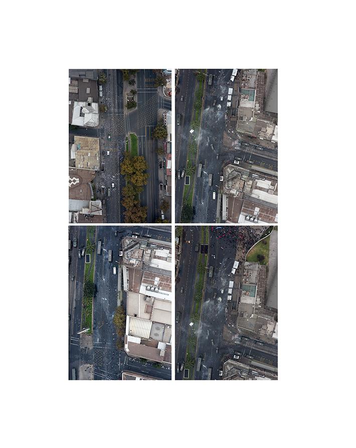 "Vahído. 1 de mayo" de Francisca Montes consiste en una instalación basada en un registro fotográfico aéreo realizado el día 1 de mayo del año 2015.