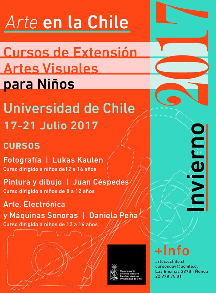 Los Cursos de Extensión de Invierno para niños 2017 impartidos por el Depto. de Artes Visuales de la U. de Chile se desarrollarán durante la segunda semana de vacaciones de invierno.