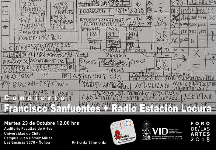 Una de las actividades del Foro de las Artes es el concierto "Sonidos Precarios + Radio Estación Locura" de Francisco Sanfuentes con un grupo de integrantes de Radio Estación Locura.