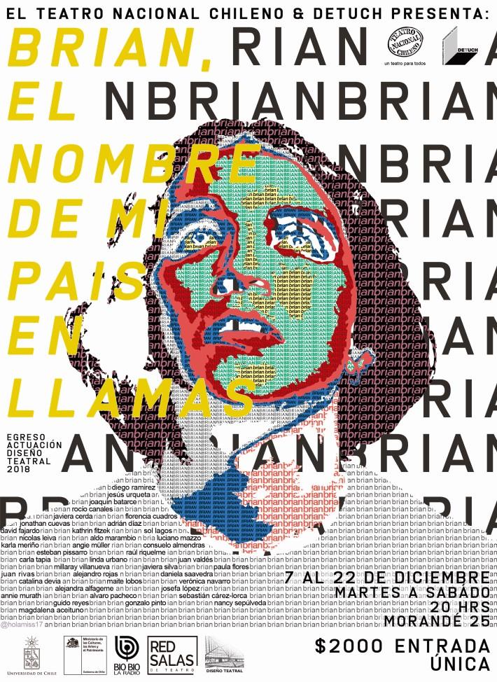 El estreno de "Brian, el nombre de mi país en llamas" será el 7 de diciembre en la Sala Antonio Varas, ubicada en Morandé 25.