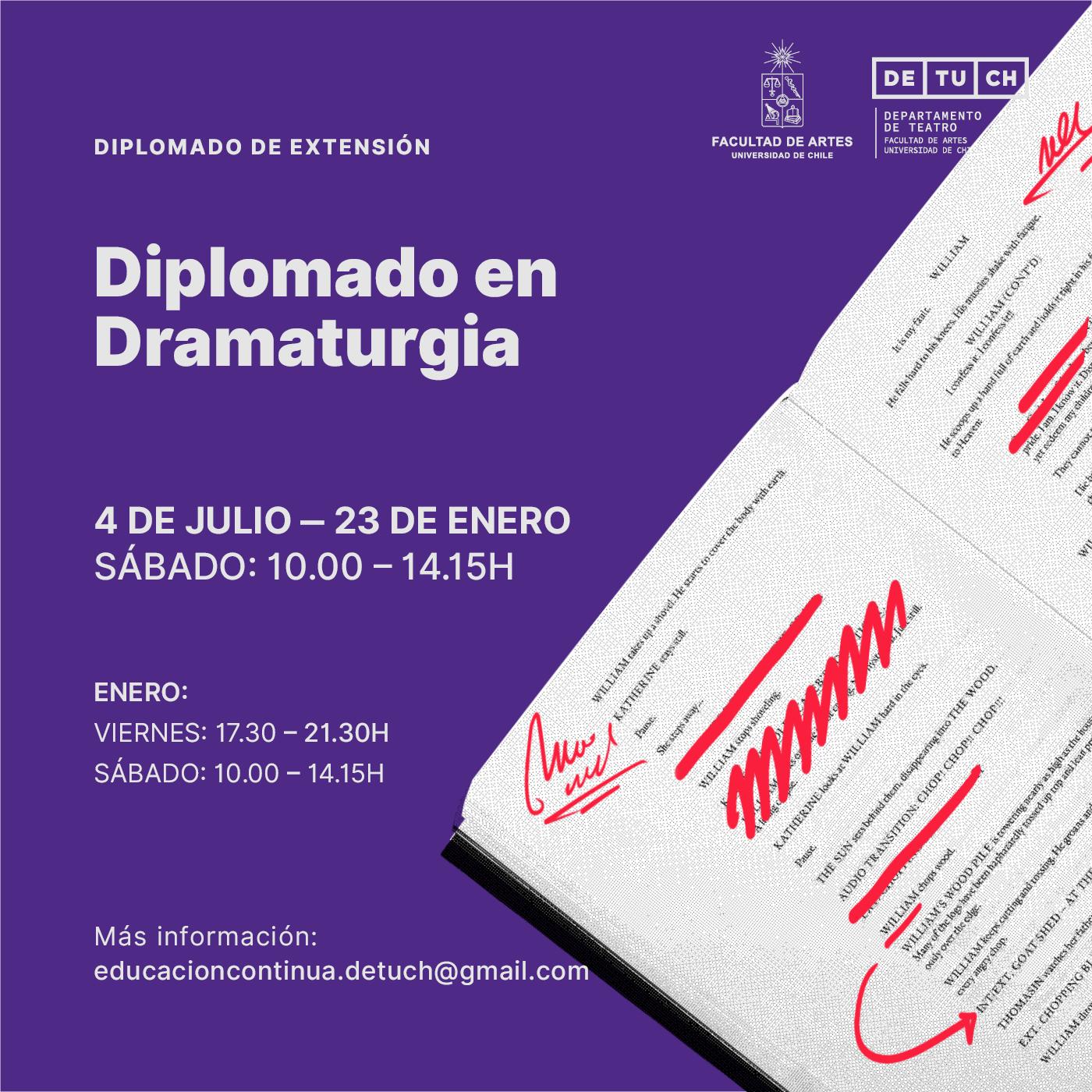 El Diplomado de Extensión en Dramaturgia comienza el 4 de julio vía online.