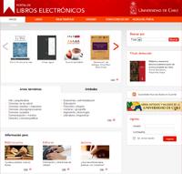 Vista del portal de libros electrónicos Universidad de Chile
