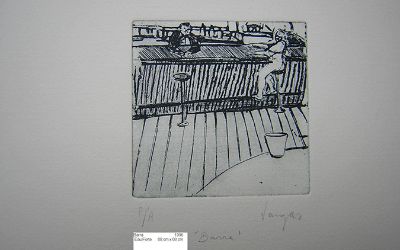 Lorena Vargas Fuenzalida - "Barra" Grabado aguafuerte, 8x8cm. 1996 Lorena Vargas Fuenzalida - "Barra" Grabado aguafuerte, 8x8cm. 1996